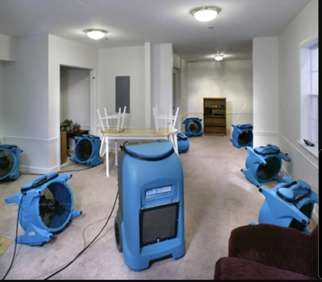 Air movers and dehumidifier setup for Water Extraction & Removal in Livonia